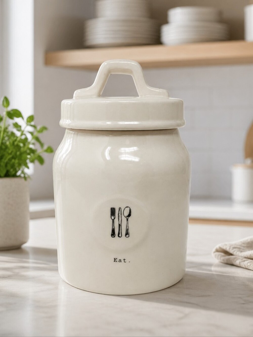 White Ceramic Kitchen Canister